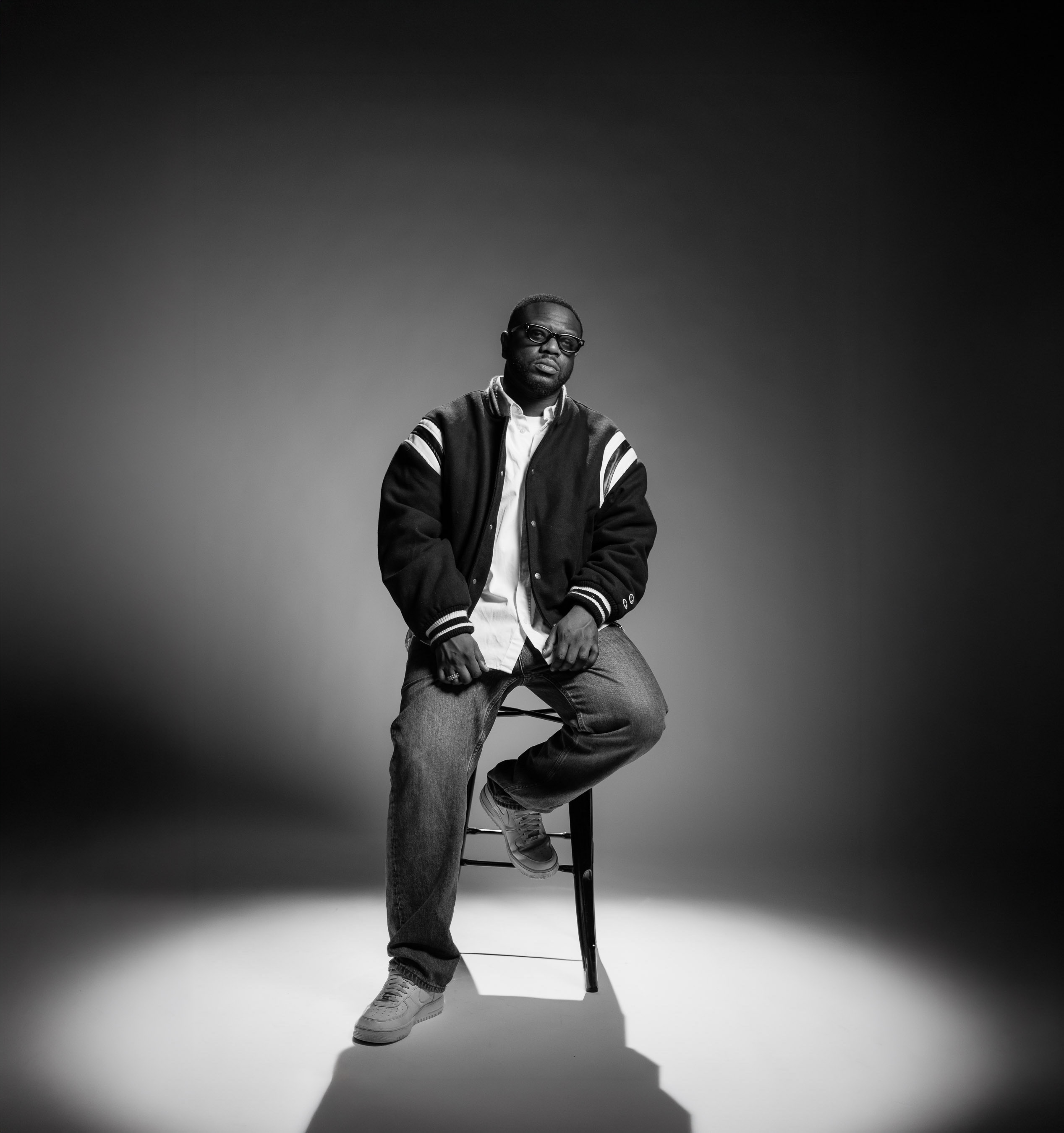 Chief Dada black and white studio portrait