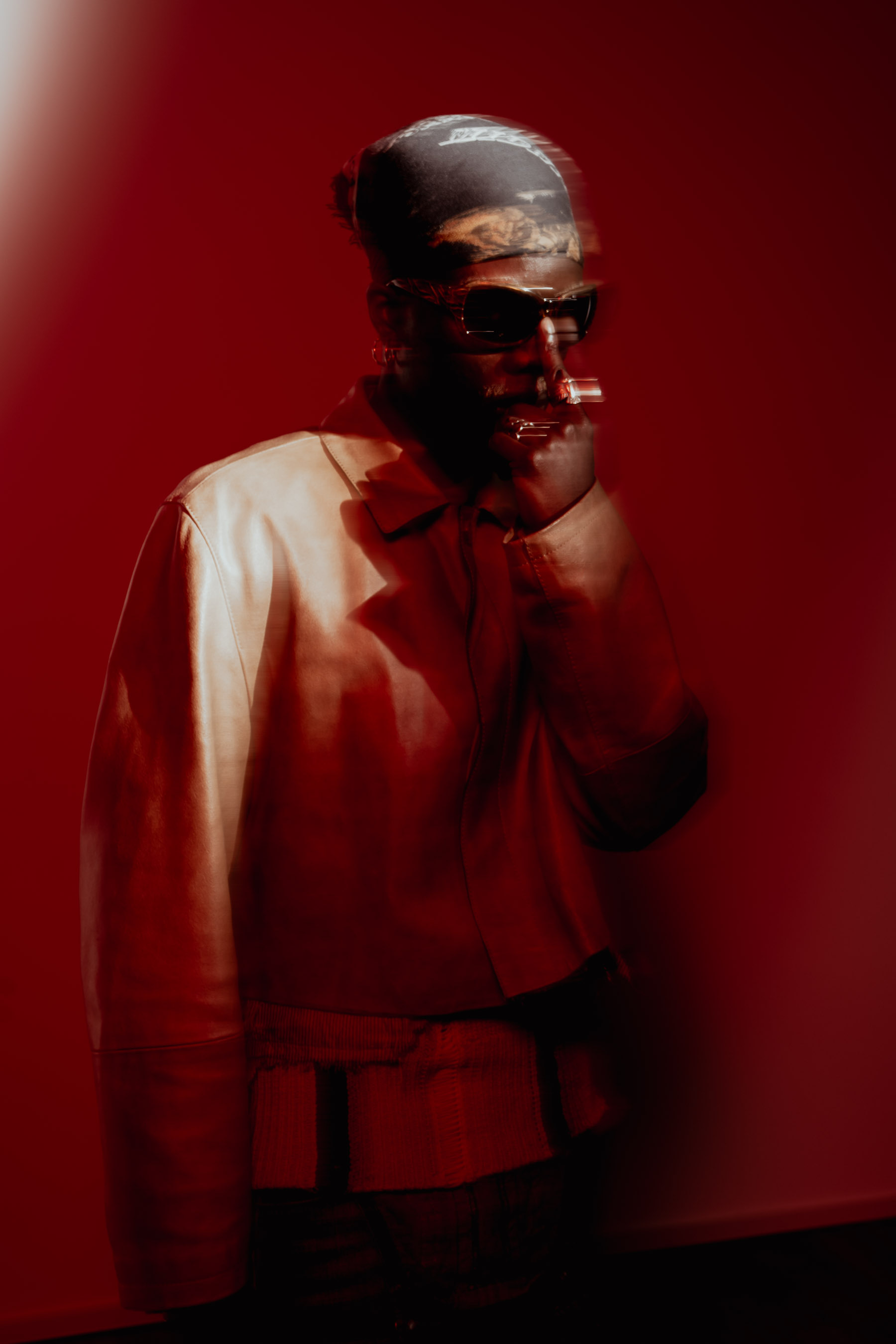 Music video red light portrait